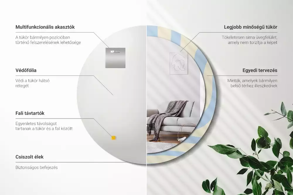 Espejo redondo impreso Forma abstracta