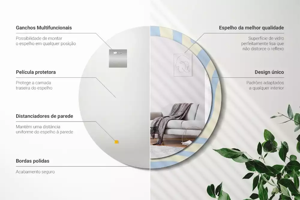 Espejo redondo impreso Forma abstracta