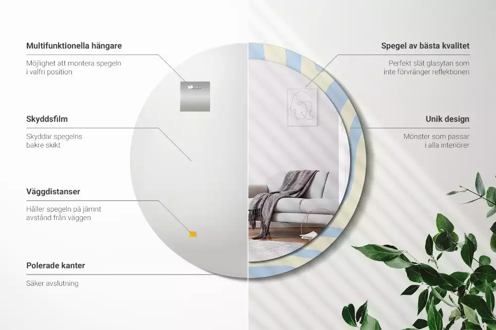 Espejo redondo impreso Forma abstracta