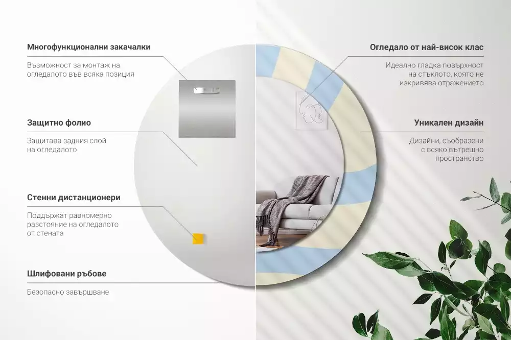 Espejo redondo impreso Forma abstracta