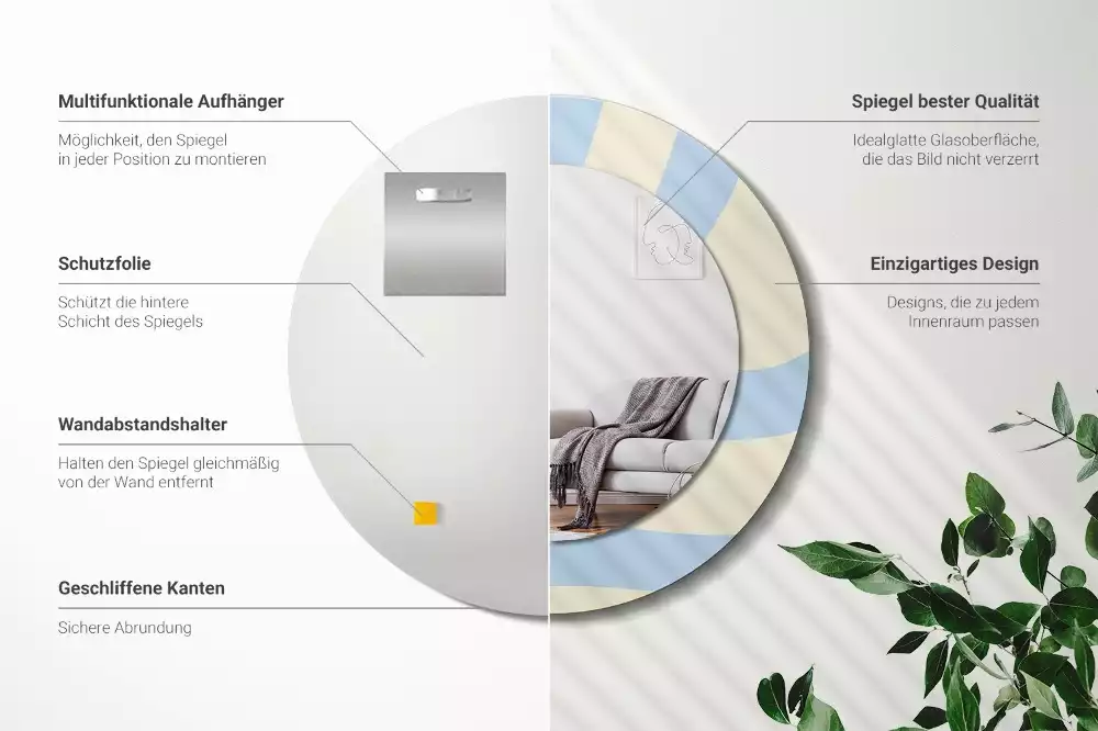 Espejo redondo impreso Forma abstracta