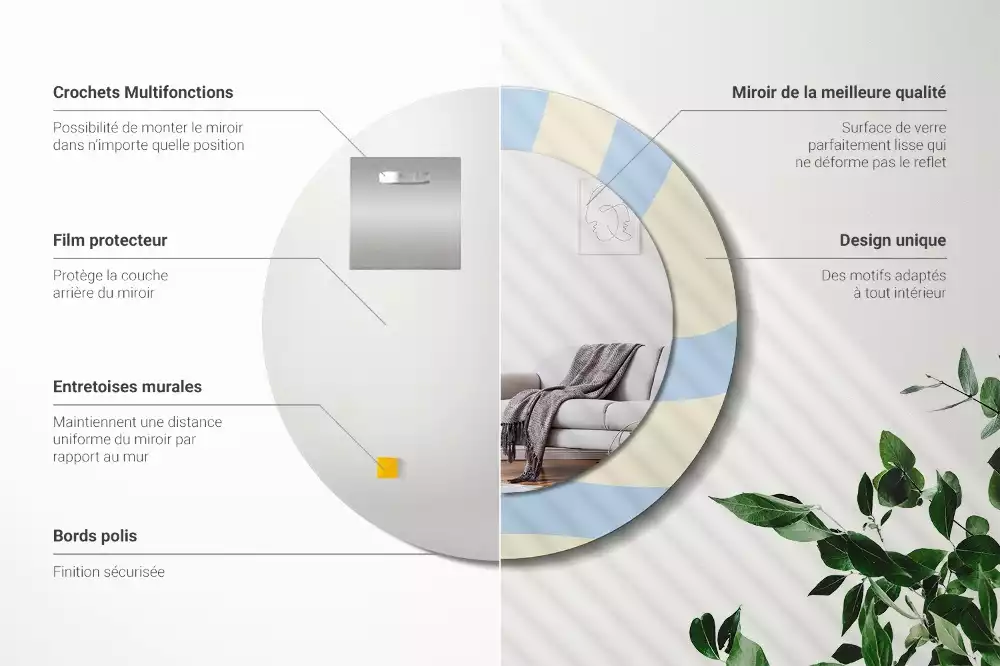 Espejo redondo impreso Forma abstracta