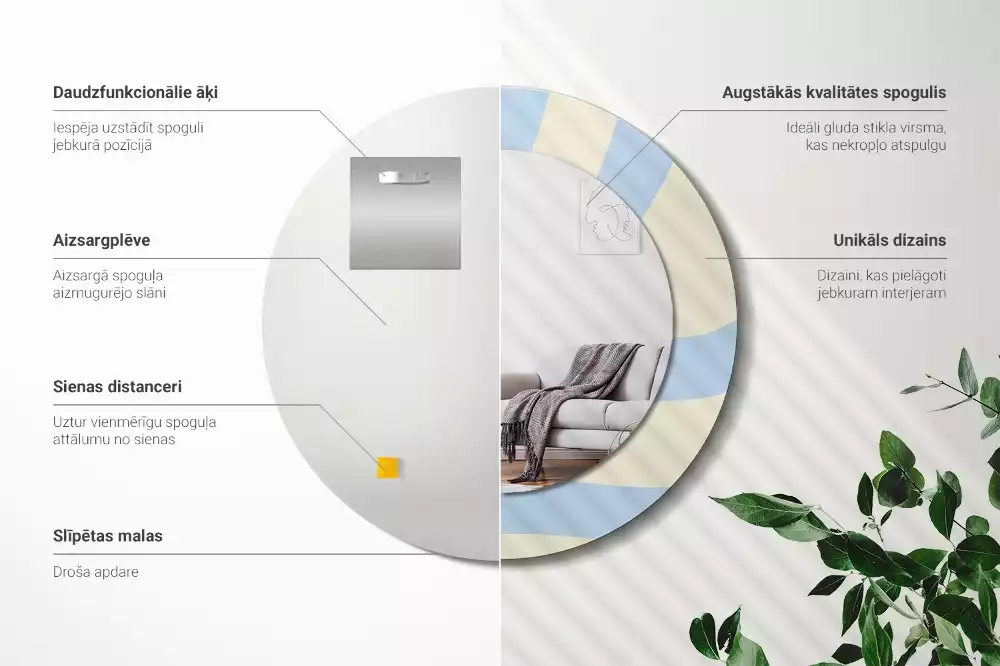 Espejo redondo impreso Forma abstracta