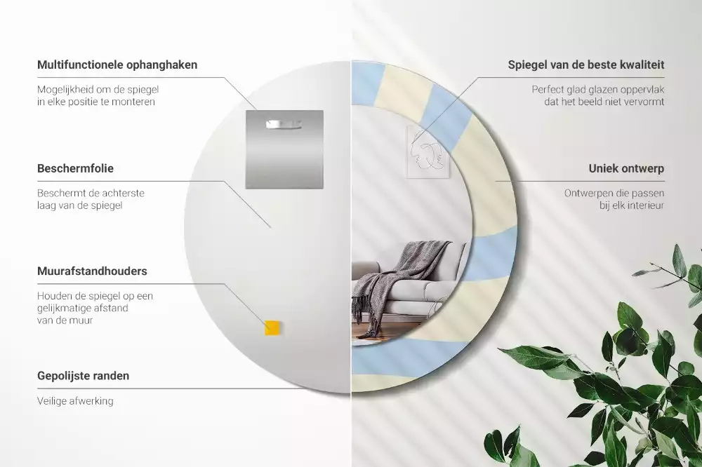 Espejo redondo impreso Forma abstracta