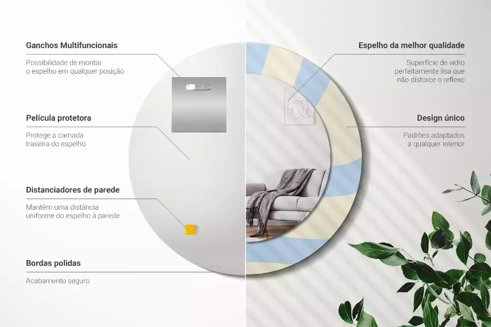 Espejo redondo impreso Forma abstracta