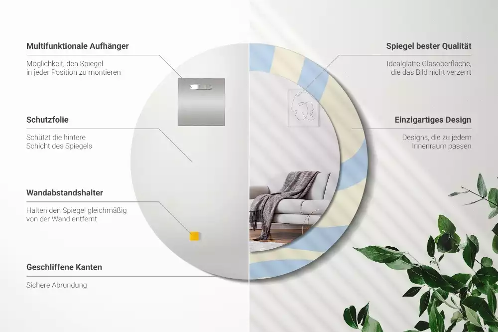 Espejo redondo impreso Forma abstracta