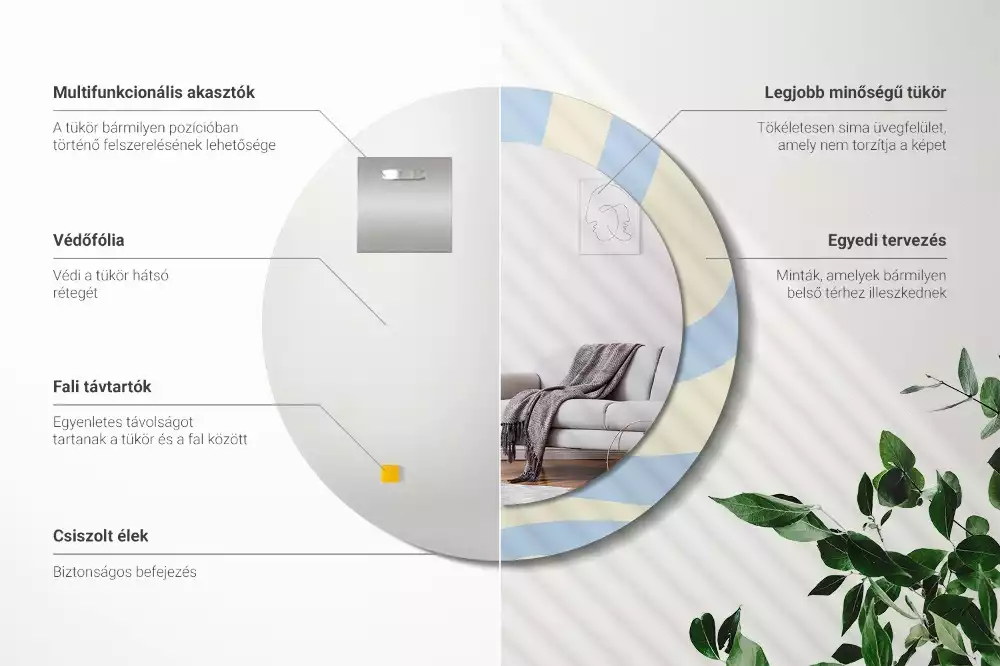 Espejo redondo impreso Forma abstracta