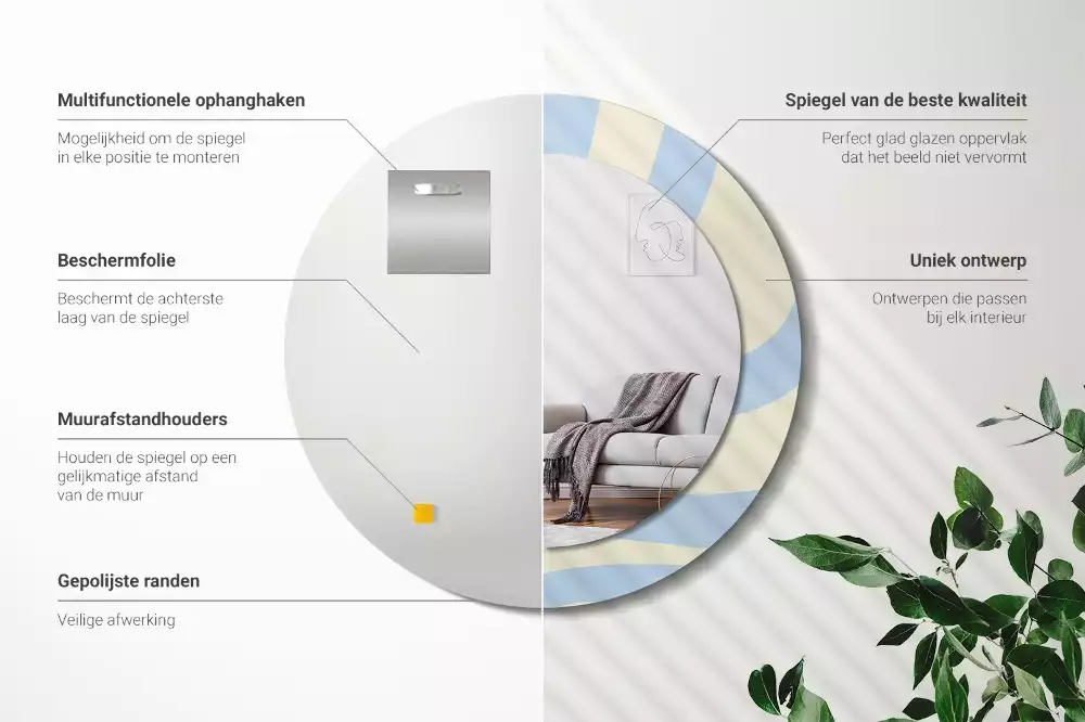 Espejo redondo impreso Forma abstracta