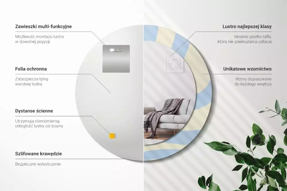 Espejo redondo impreso Forma abstracta