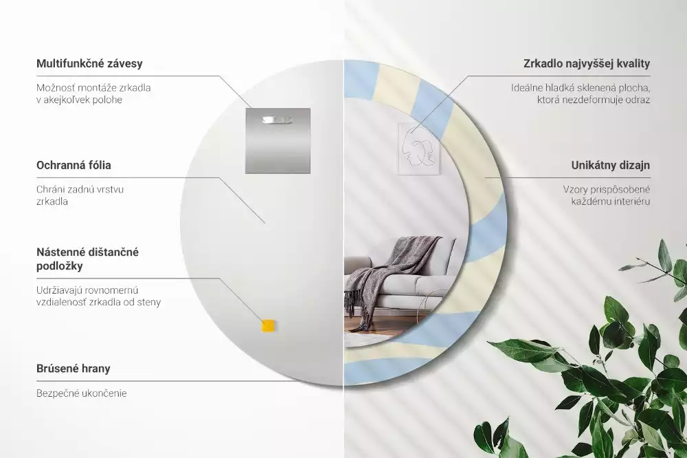 Espejo redondo impreso Forma abstracta