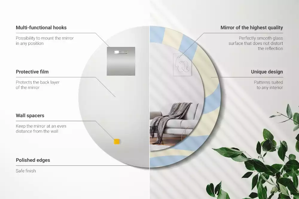 Espejo redondo impreso Forma abstracta