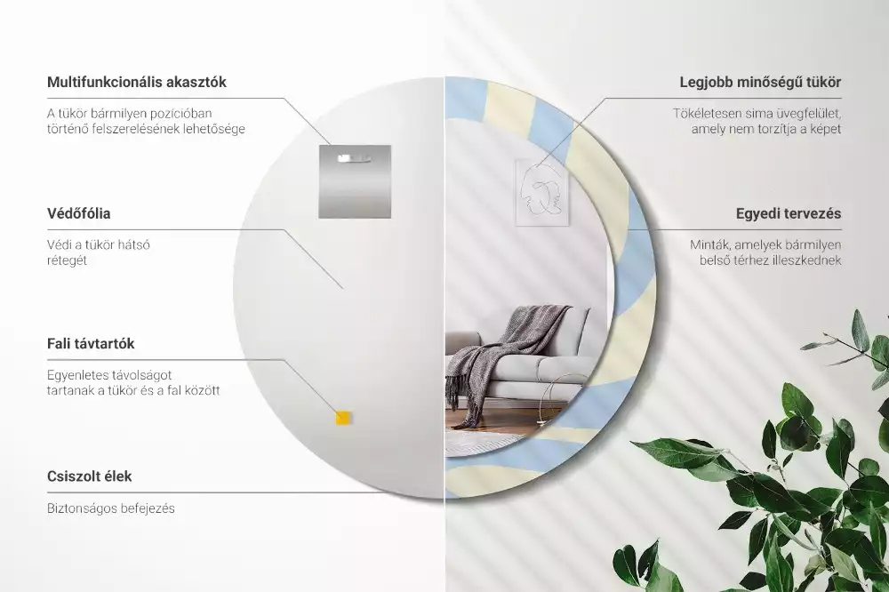 Espejo redondo impreso Forma abstracta