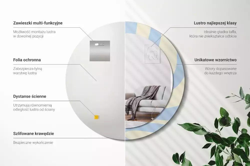 Espejo redondo impreso Forma abstracta