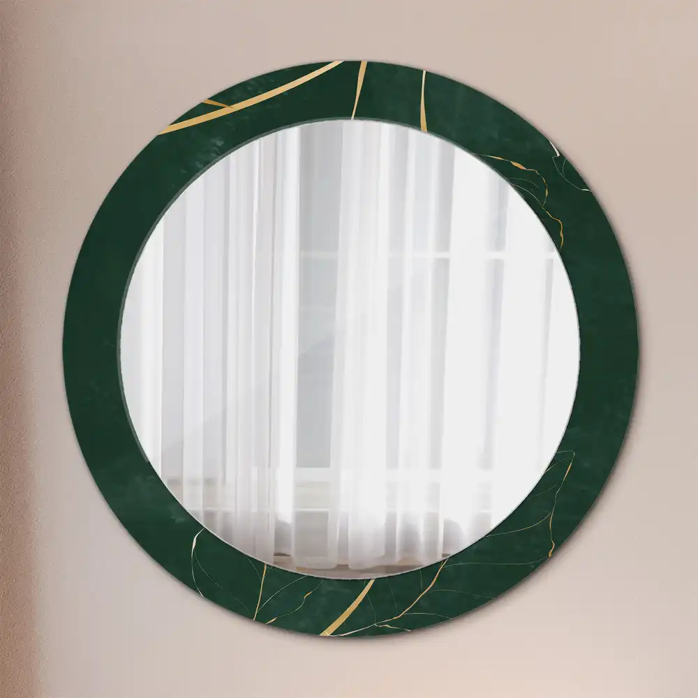 Espejo redondo con decoración Contorno de la hoja