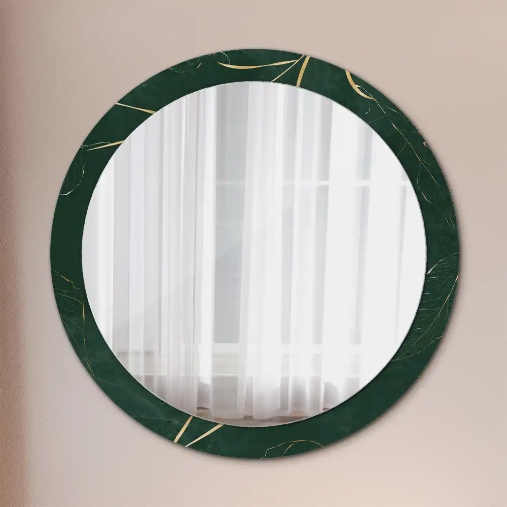 Espejo redondo con decoración Contorno de la hoja