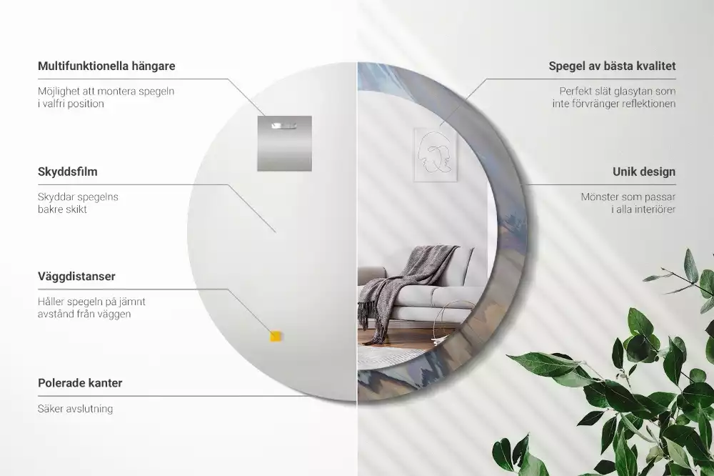 Espejo redondo impreso Ondas abstractas