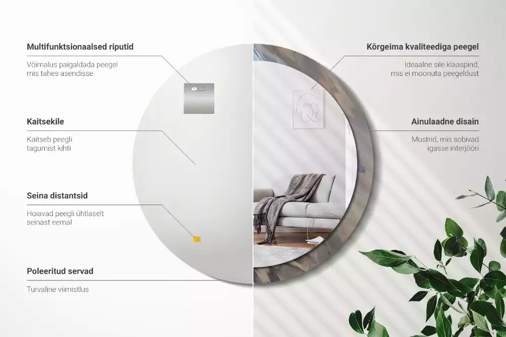 Espejo redondo impreso Ondas abstractas