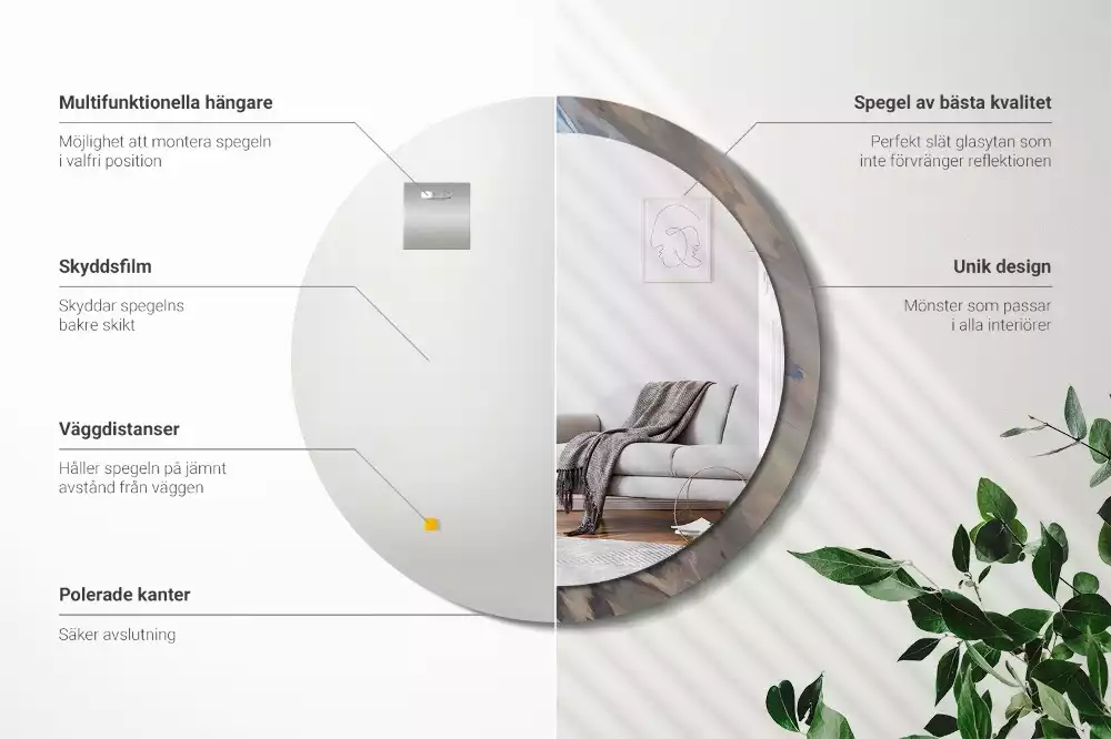 Espejo redondo impreso Ondas abstractas