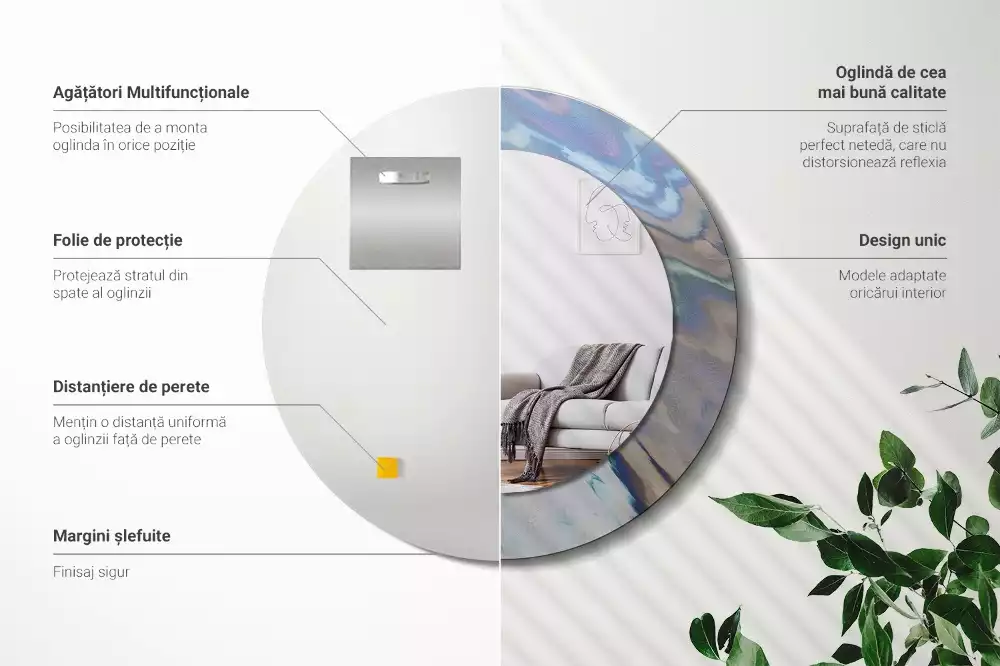 Espejo redondo impreso Ondas abstractas