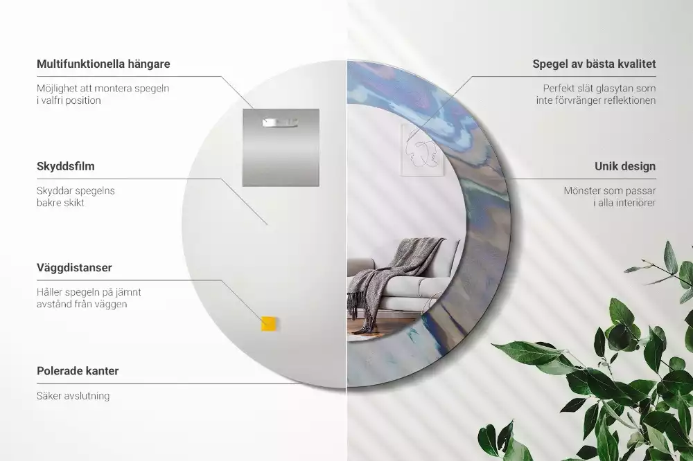 Espejo redondo impreso Ondas abstractas