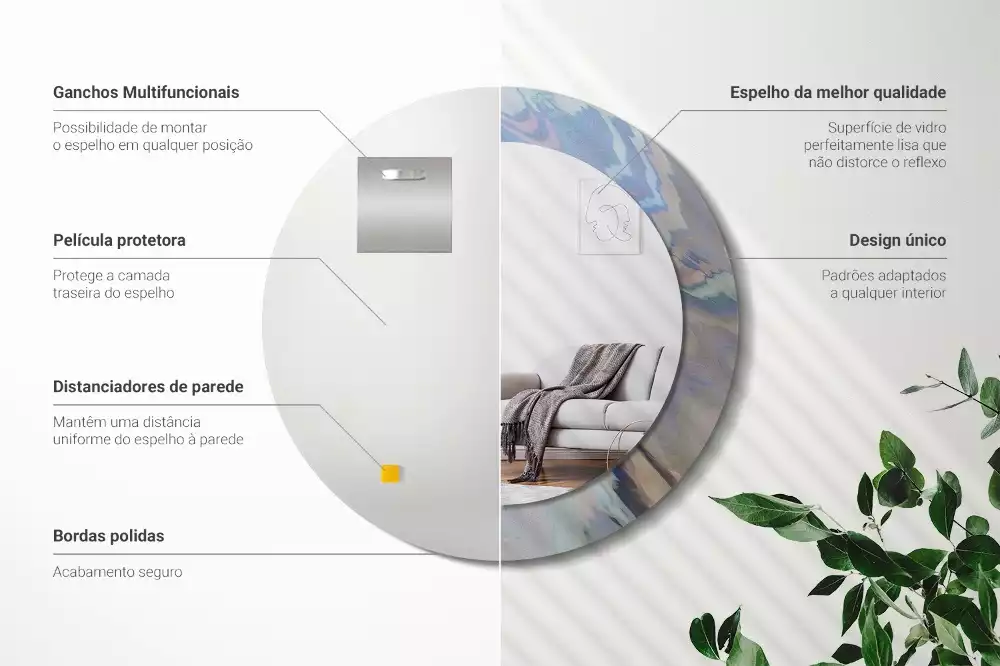 Espejo redondo impreso Ondas abstractas