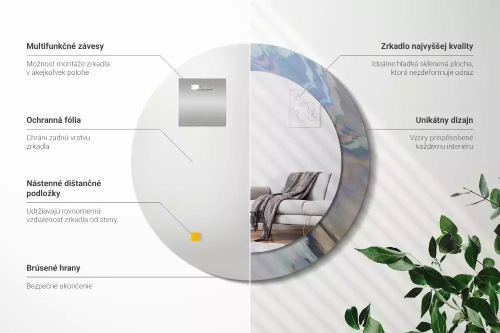 Espejo redondo impreso Ondas abstractas