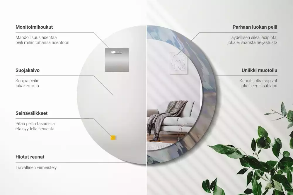 Espejo redondo impreso Ondas abstractas