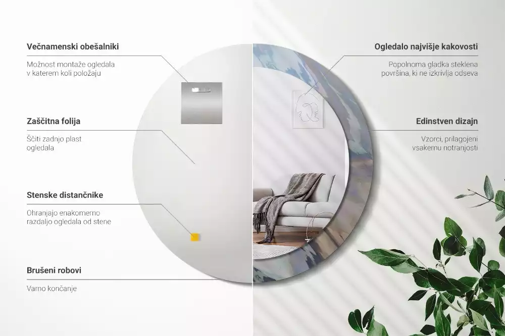 Espejo redondo impreso Ondas abstractas