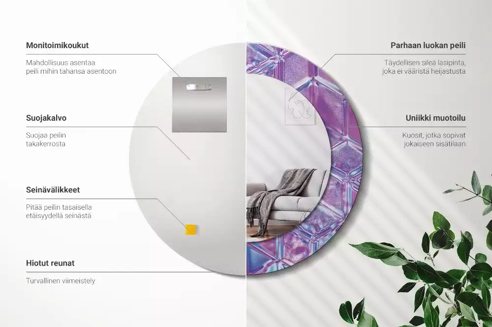 Espejo redondo con decoración Patrón de cristal