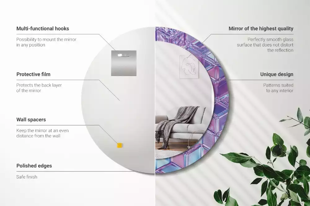 Espejo redondo con decoración Patrón de cristal