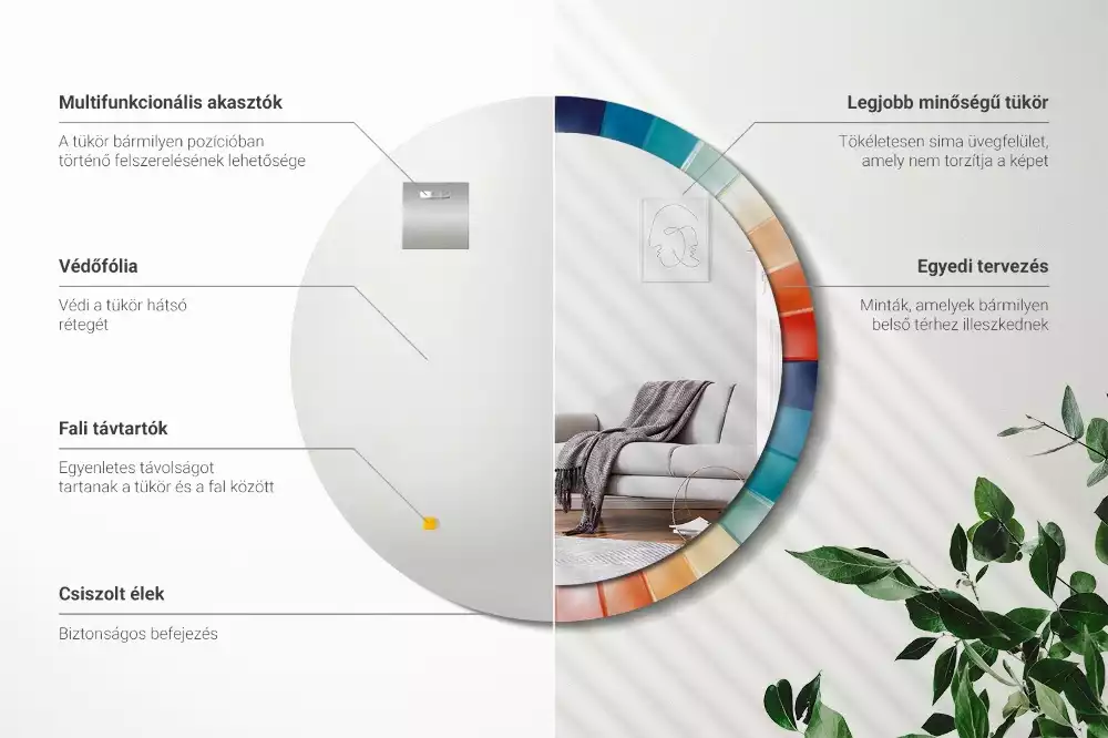 Espejo redondo con decoración Azulejos de rayos de colores