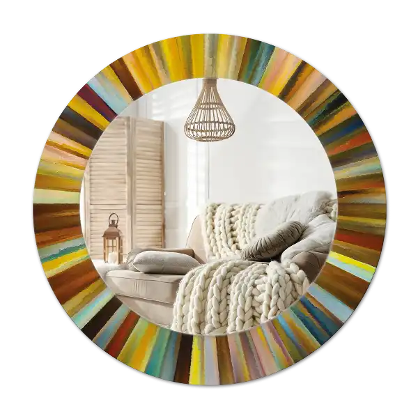 Espejo redondo estampado Rayos de colores