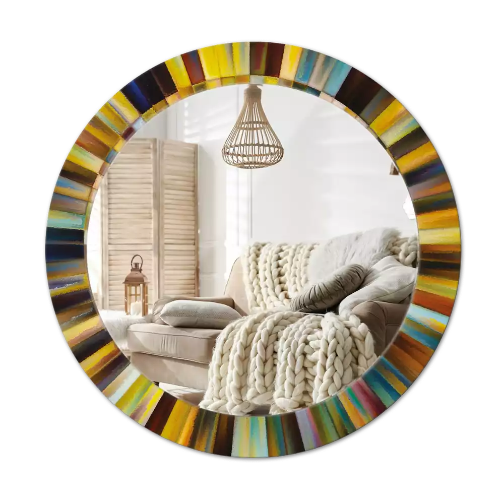 Espejo redondo estampado Rayos de colores