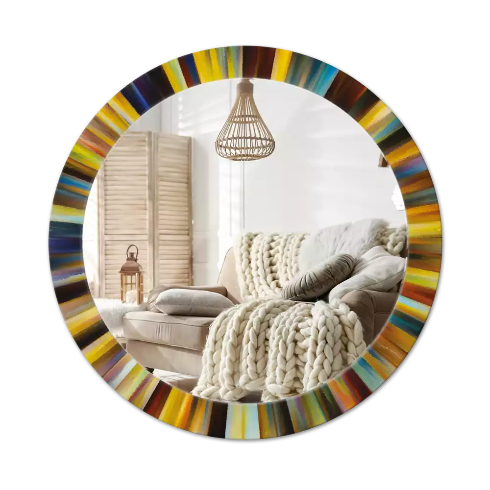 Espejo redondo estampado Rayos de colores