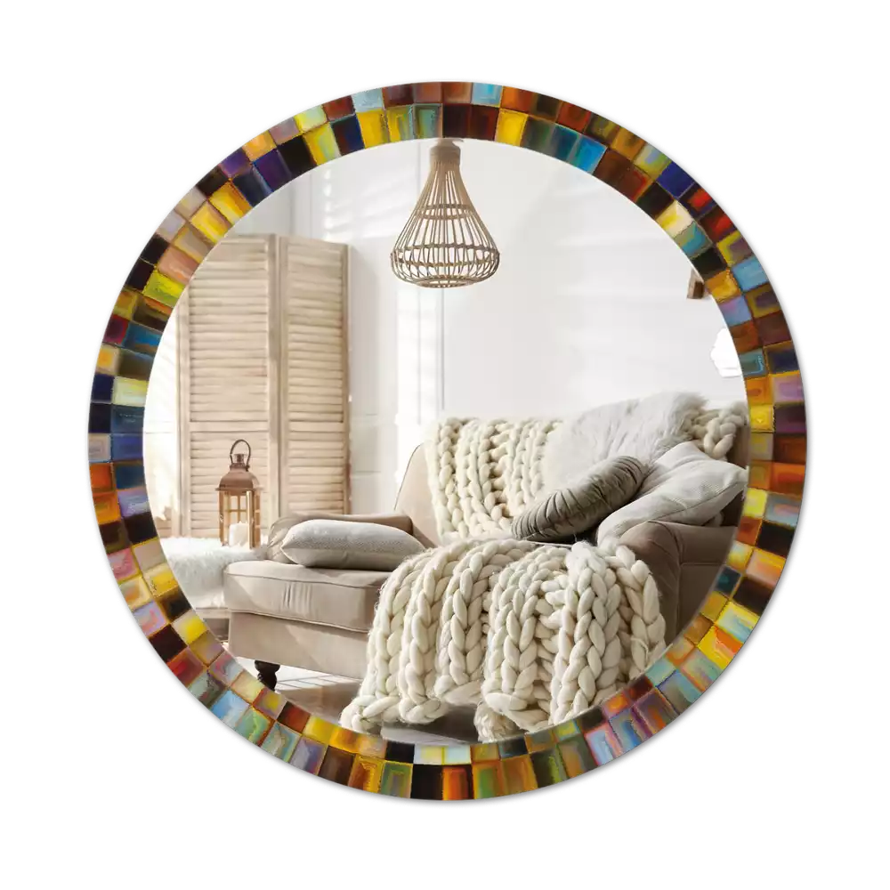 Espejo redondo estampado Rayos de colores