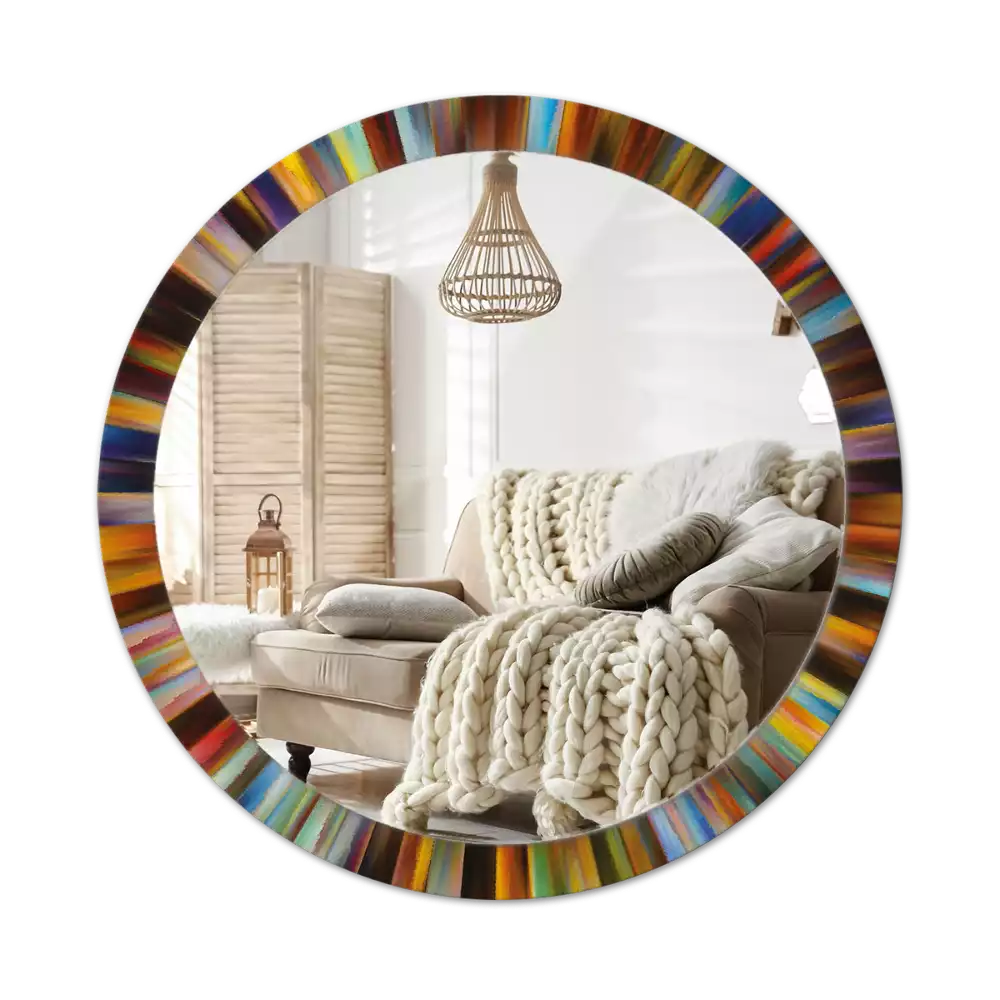 Espejo redondo estampado Rayos de colores