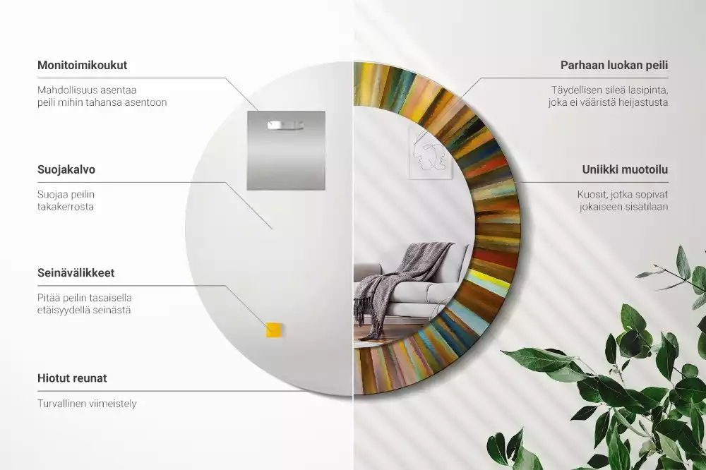 Espejo redondo estampado Rayos de colores