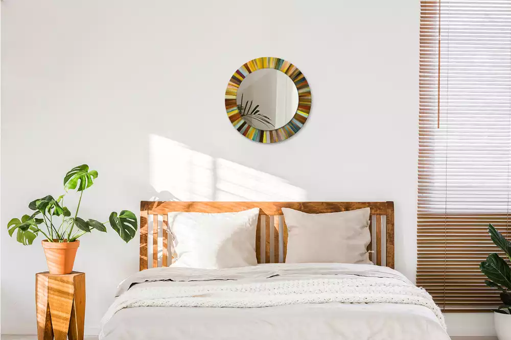 Espejo redondo estampado Rayos de colores