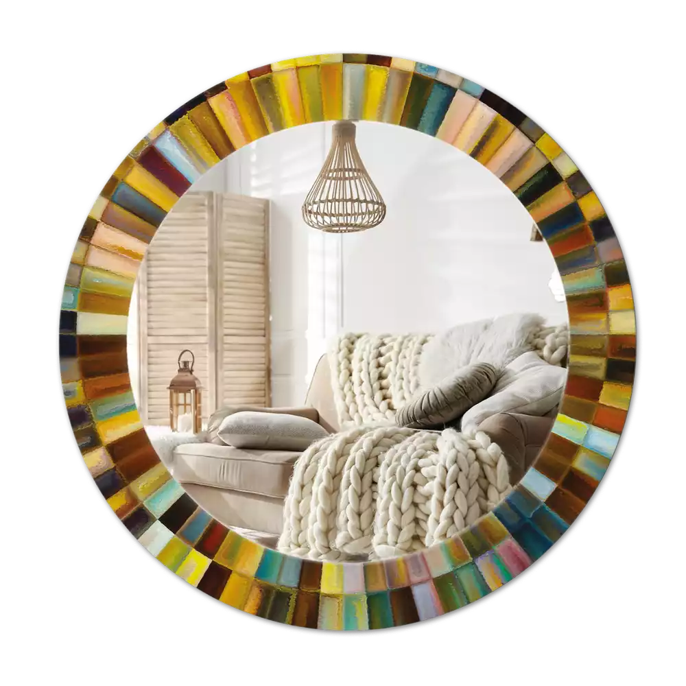 Espejo redondo estampado Rayos de colores