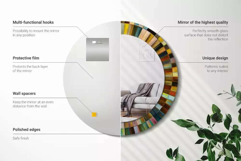 Espejo redondo estampado Rayos de colores