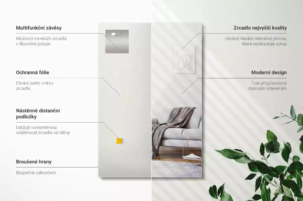 Espejo rectangular moderno sin marco