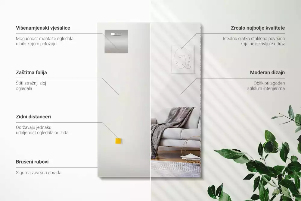 Espejo rectangular moderno sin marco