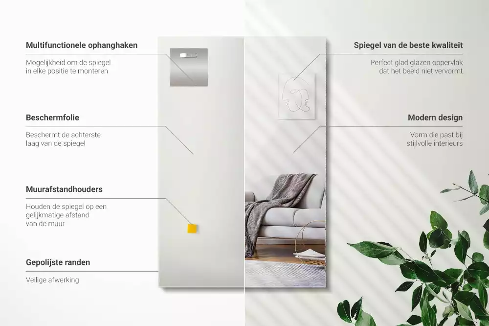 Espejo rectangular moderno sin marco