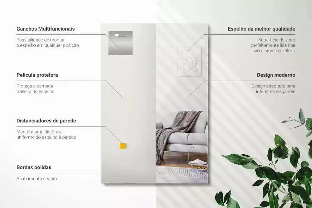 Espejo rectangular moderno sin marco