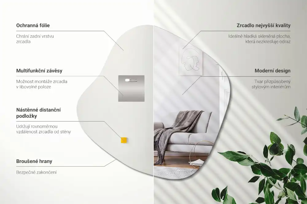 Espejo en forma de mancha accesorio llamativo