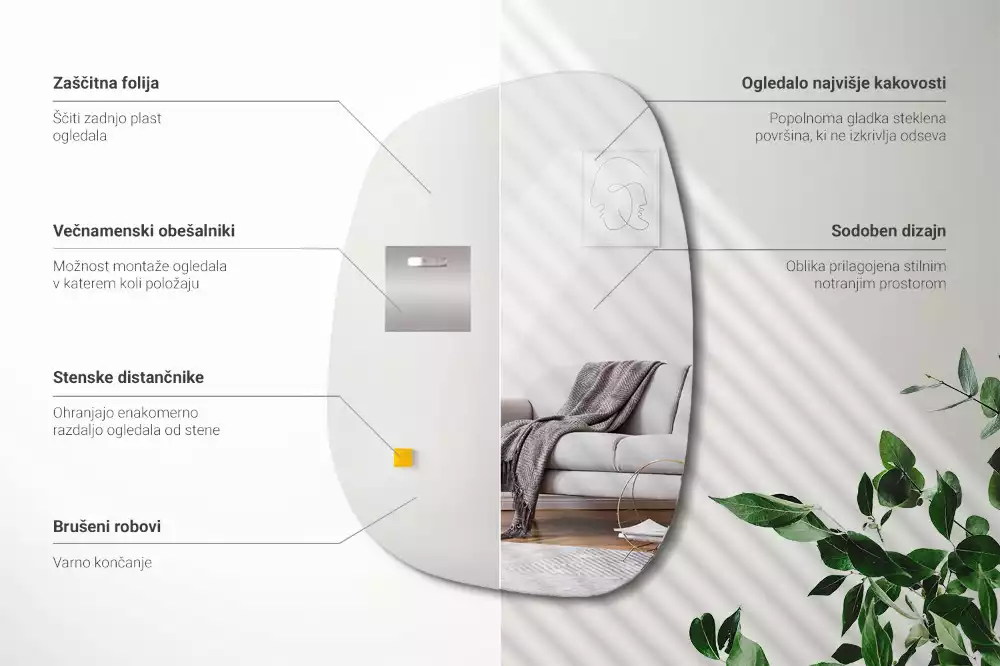 Espejo organico forma sofisticada