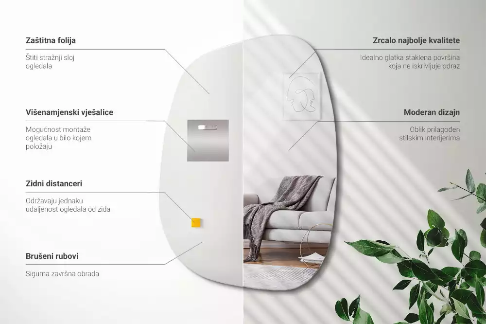 Espejo organico forma sofisticada