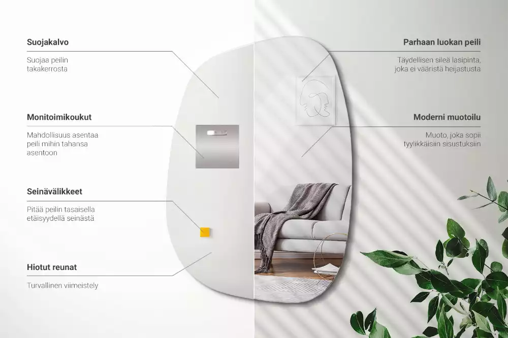 Espejo organico forma sofisticada