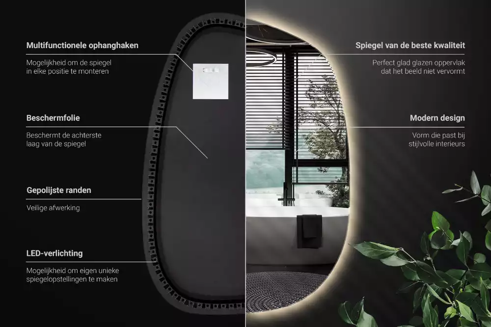Espejo organico con luz led sin marco