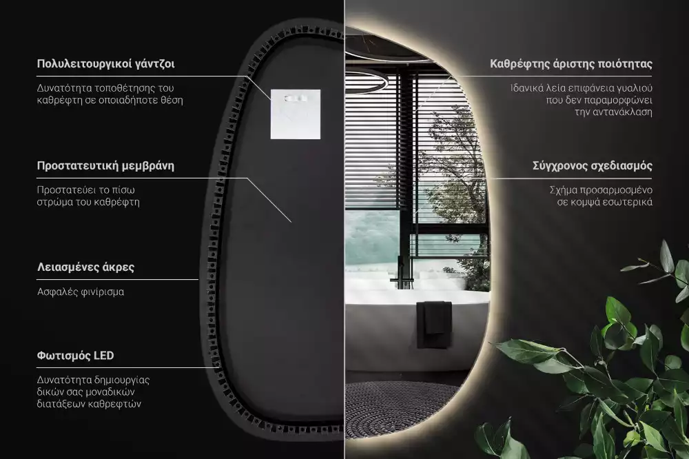 Espejo organico con luz led sin marco